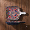 bohemian-mandala-single-handle-skillet-plating Wholesale Ceramic Baking Dish with Handle | Bulk Bohemian Mandala Square Casserole Pan