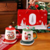 santa-claus-ceramic-mug-holiday A festive Santa Claus ceramic mug featuring a red handle and a cute 3D Santa Claus figurine on the lid.