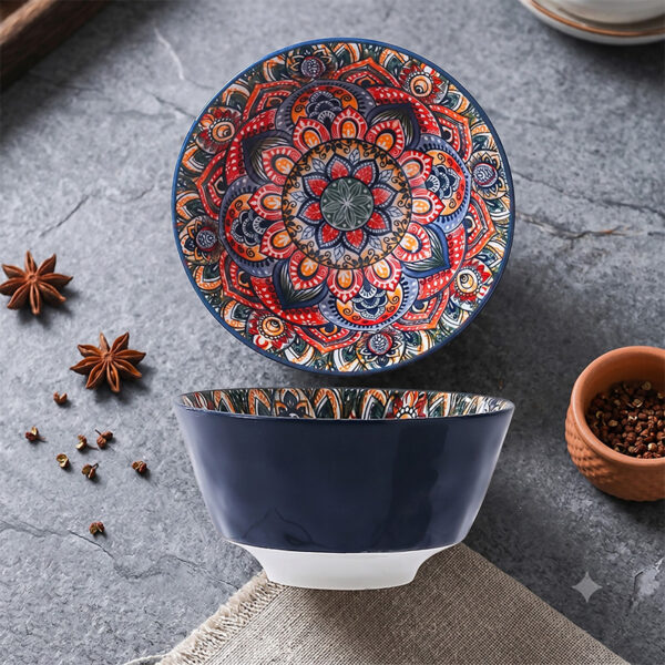 Wholesale Ceramic Soup Bowl | Bulk Bohemian Mandala Round Rice and Cereal Dish