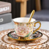 Premium wholesale ceramic tea cup and saucer set with peony pattern and gold-rim finish