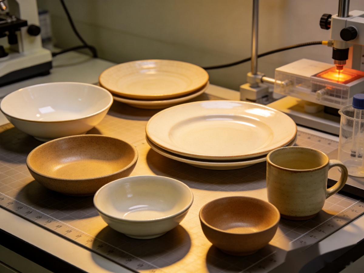 Ceramic Thermal Shock Resistance: Complete Testing & Standards Guide for B2B Buyers 1 Ceramic thermal shock resistance testing of various tableware pieces in a quality control laboratory