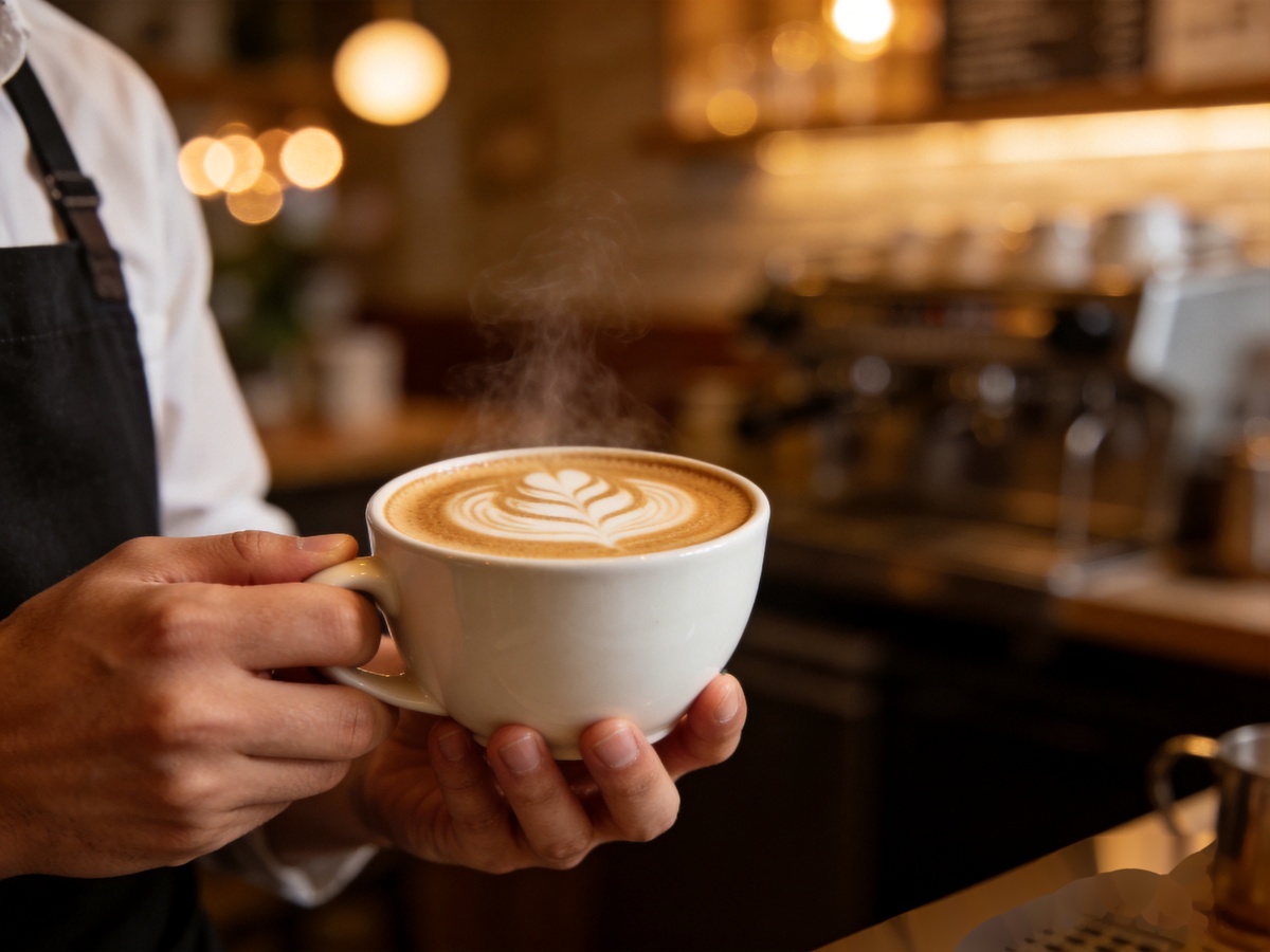 Ceramic Tableware for Cafés: Complete B2B Buying Guide for Coffee Shops 2 Barista holding a ceramic latte cup with latte art - ceramic tableware for cafes