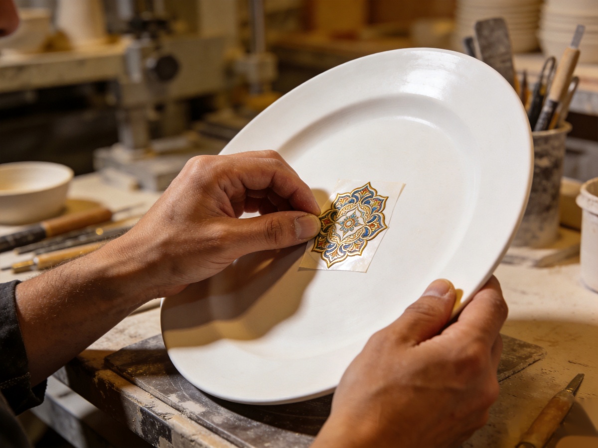 Ceramic Decoration Techniques: Screen Printing vs Decal vs Hand-Painting — A B2B Buyer's Guide 2 ceramic decoration techniques decal application process
