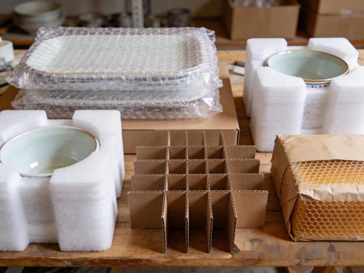 Ceramic Packaging and Shipping Best Practices: Complete Guide for B2B Tableware Importers 2 ceramic packaging and shipping protective materials including bubble wrap and foam
