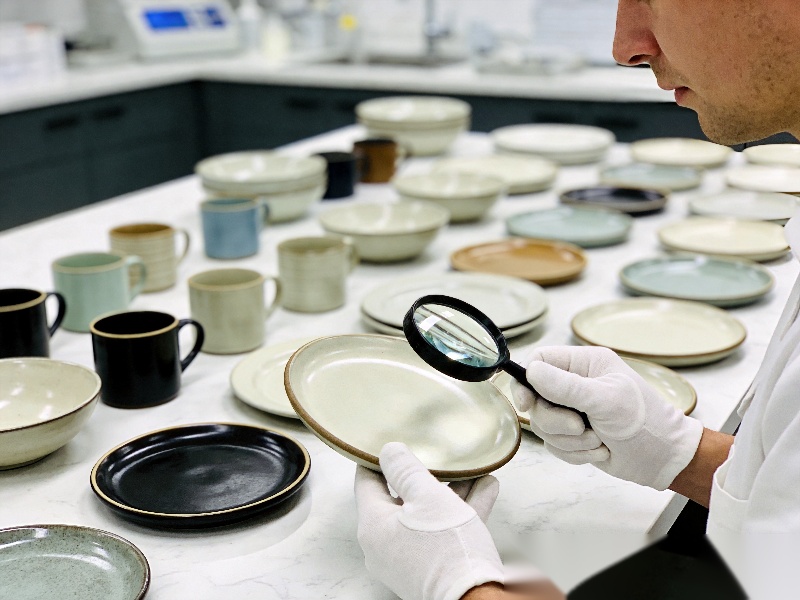 ceramic sample evaluation lab inspection tableware