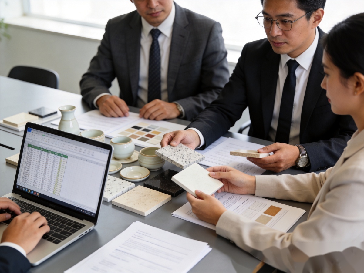 Ceramic Shipping Costs: FOB vs CIF vs DDP — A Complete Incoterms Guide for B2B Buyers 2 B2B buyers reviewing ceramic shipping costs and incoterms options