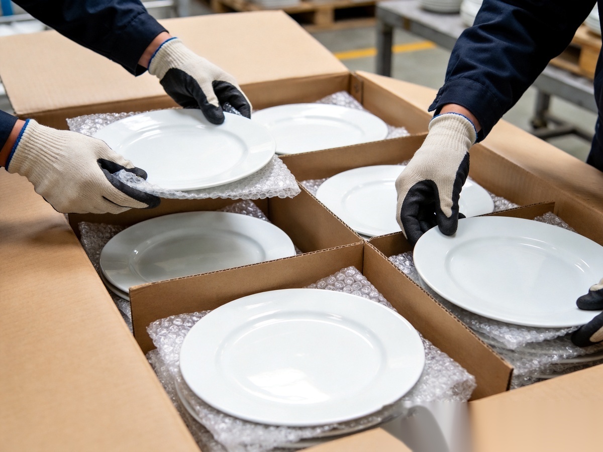 Ceramic Shipping Costs: FOB vs CIF vs DDP — A Complete Incoterms Guide for B2B Buyers 3 Ceramic tableware packed for international shipping with protective materials