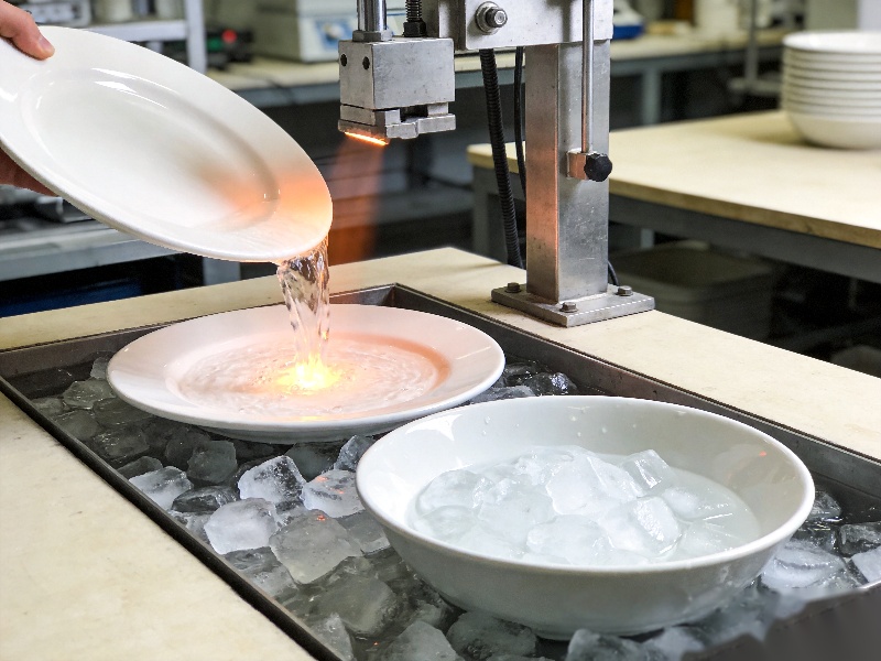 Ceramic thermal shock resistance testing in quality control laboratory