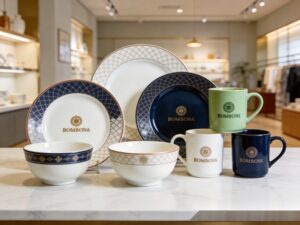 Custom ceramic tableware set with personalized designs for B2B wholesale