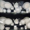 Gold Rim Stripe and Plaid Pattern Dinnerware Collection European gold rim dinnerware collection with stripe and plaid weave patterns for wholesale bulk orders
