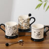 retro-ceramic-mug-floral-pattern-detail Retro ceramic mug showing detailed black and white botanical floral artwork
