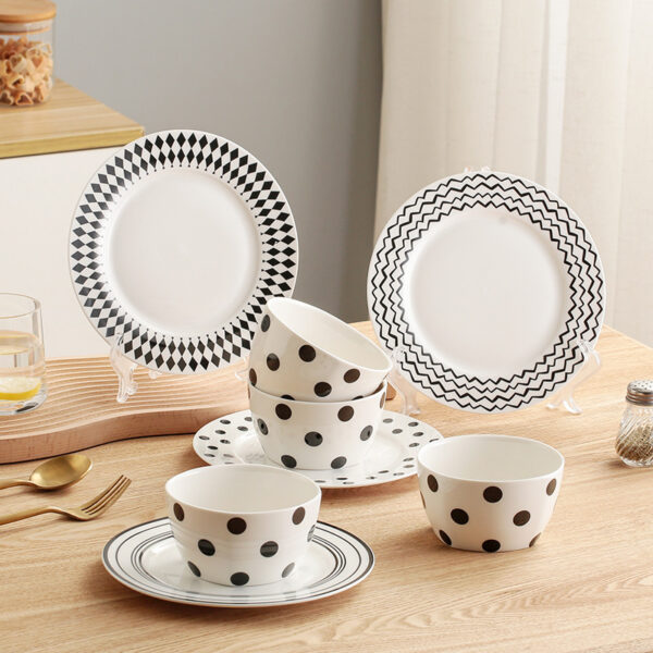 geometric-ceramic-bowl-wholesale Geometric ceramic bowl wholesale with black and white pattern design