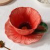 Flower ceramic cup and saucer wholesale with petal shape design