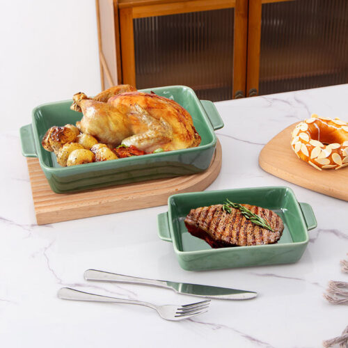 Rectangular ceramic baking dish wholesale with side handles