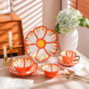 Floral ceramic dinnerware wholesale set with green botanical flower design