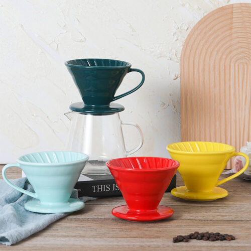 Ceramic pour over coffee dripper set in different colors