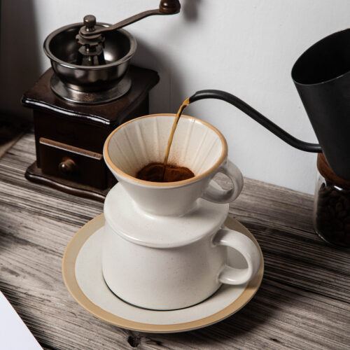 Minimalist ceramic pour over coffee dripper for specialty coffee brewing