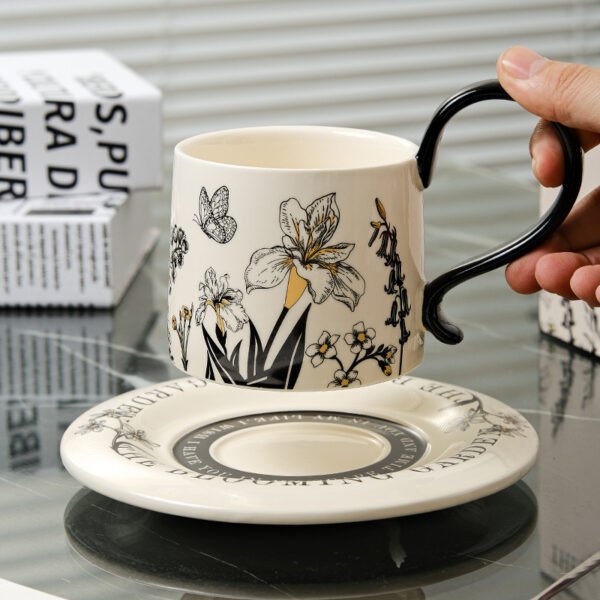 floral-ceramic-cup-saucer-pattern-detail Vintage floral pattern detail on ceramic cup and saucer set