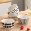 black-white-ceramic-bowl-set Black and white ceramic bowl set with modern geometric patterns