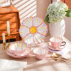 Botanical flower pattern detail on ceramic dinnerware plate