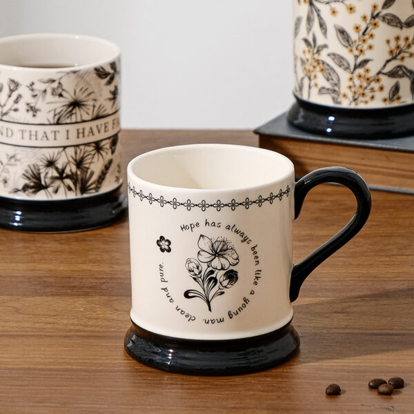 retro-ceramic-mug-wholesale-specifications Retro ceramic mug wholesale specifications with vintage black and white floral design