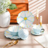 Green floral ceramic bowl with elegant handmade style design