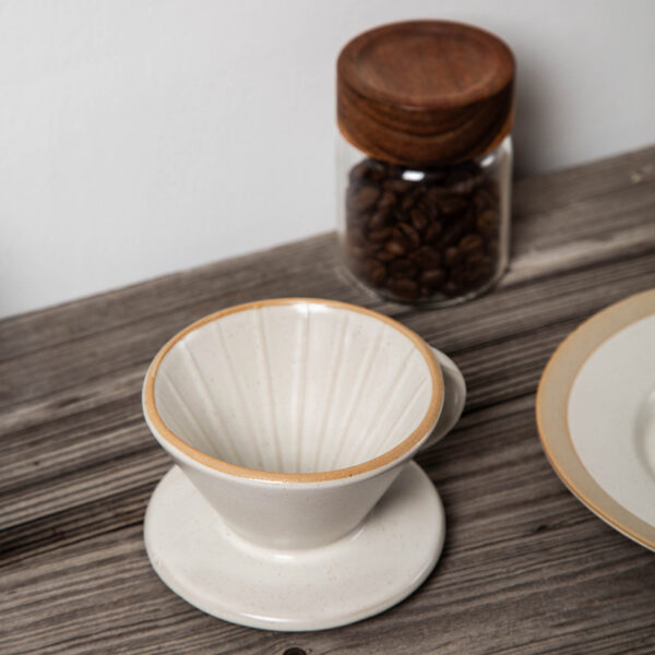 Ceramic coffee dripper and cup set for pour over coffee