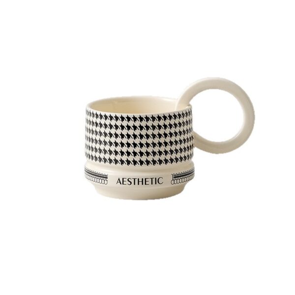 black-white-geometric-ceramic-coffee-mug Black and white geometric ceramic coffee mug on white background