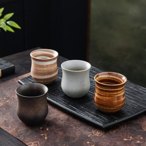 Handmade stoneware tea cup wholesale with rustic ceramic texture