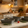 Rustic sage grey ceramic baking dish