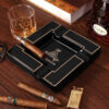 Large ceramic cigar ashtray with three cigar rests