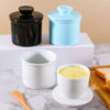 ceramic-butter-crock Classic white ceramic butter crock with lid