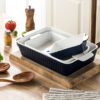 Fluted rectangular ceramic casserole dishes