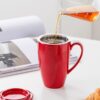 Floral ceramic tea mug with infuser for loose leaf tea