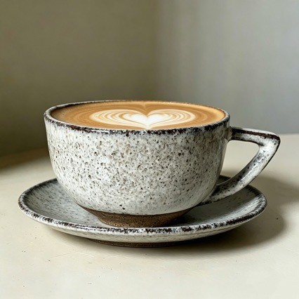 Artisan ceramic cappuccino cup and saucer set for wholesale coffee tableware
