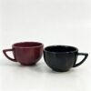 Speckled White artisan ceramic cappuccino cup with triangle handle