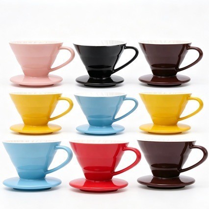 Ceramic pour-over coffee dripper with conical brewing design