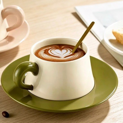 Wholesale custom ceramic coffee cup and saucer set for retailers