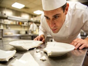 ceramic tableware breakage rate assessment in commercial kitchen with chipped plates