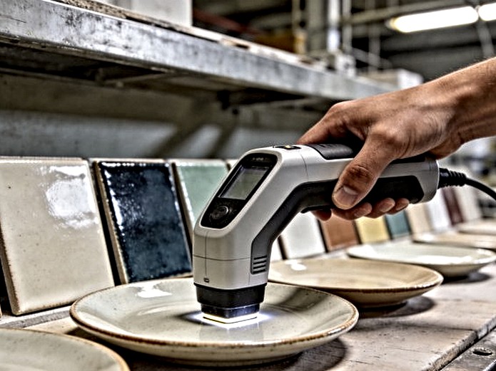 ceramic glaze color measurement with spectrophotometer in factory quality control lab