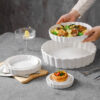 Classic white ceramic quiche pan