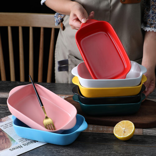 Nordic glazed ceramic baking dish