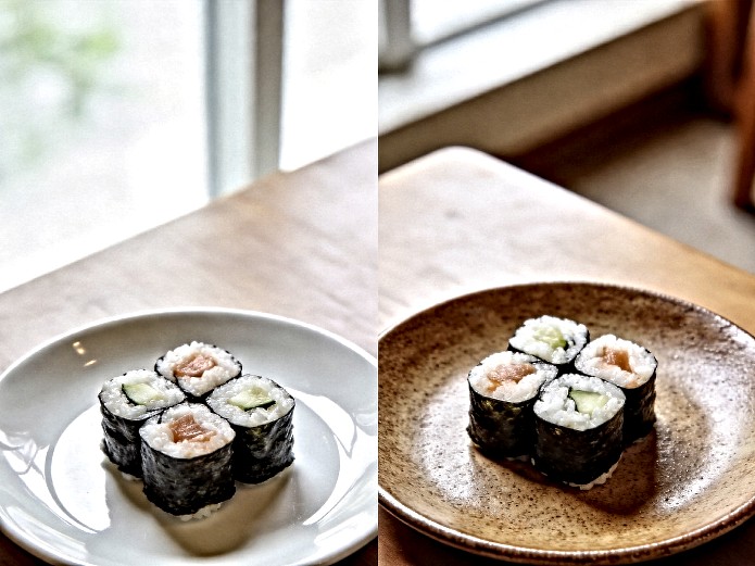 porcelain versus stoneware sushi plates showing commercial ceramic dinnerware material differences