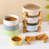 7 inch ceramic pet bowl with creative cartoon design