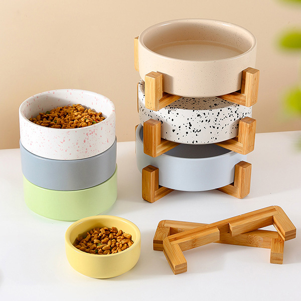 7 inch ceramic pet bowl with creative cartoon design