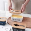 Ceramic butter dish with knife