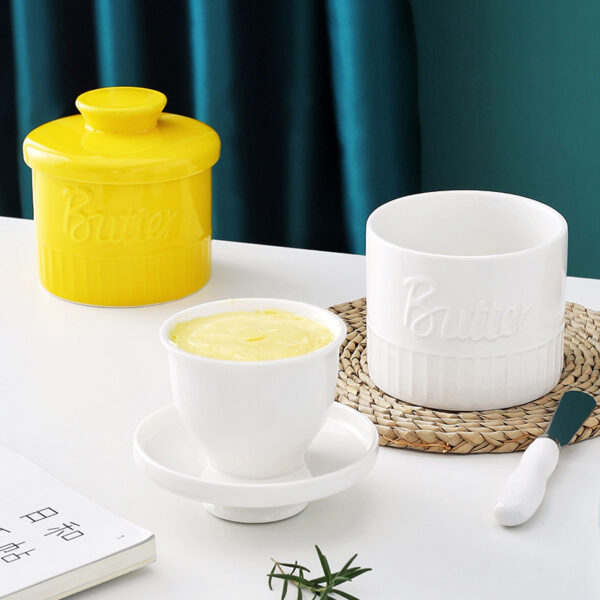 classic-white-ceramic-butter-crock French ceramic butter bell with embossed design