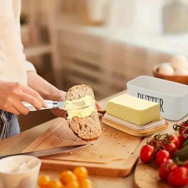 Rectangular ceramic butter dish