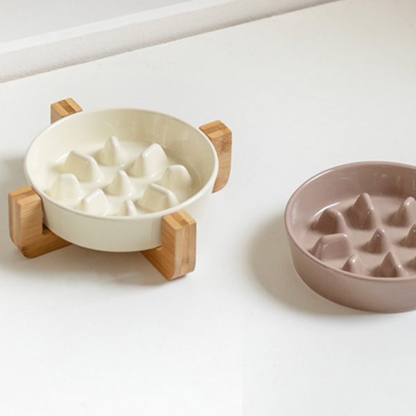 Ceramic slow feeder dog bowl