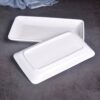 Fluted rectangular ceramic casserole dish